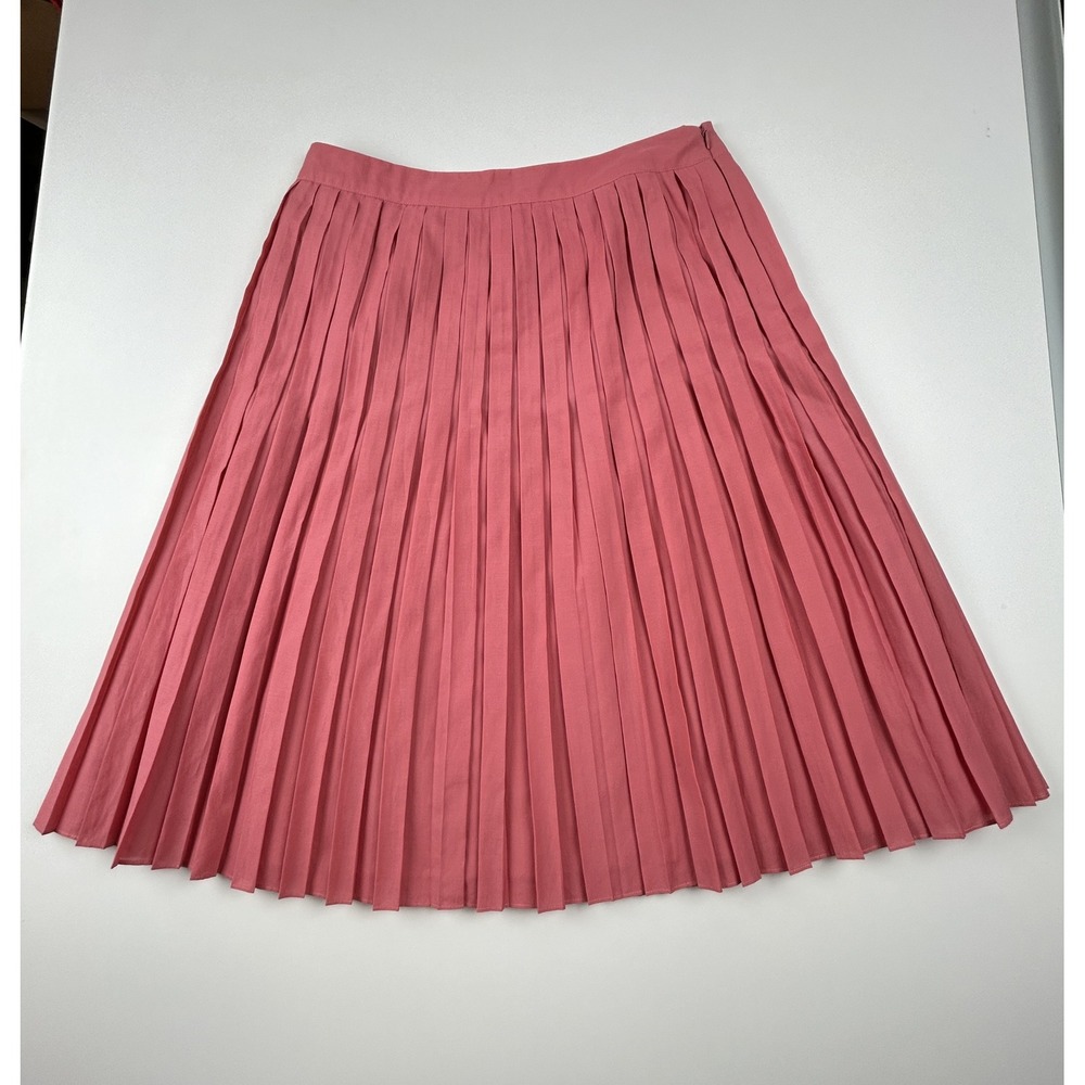 Talbots Women's Pleated Pink Coral Midi Skirt Lined Side Zip A-Line Sz 4 NWT